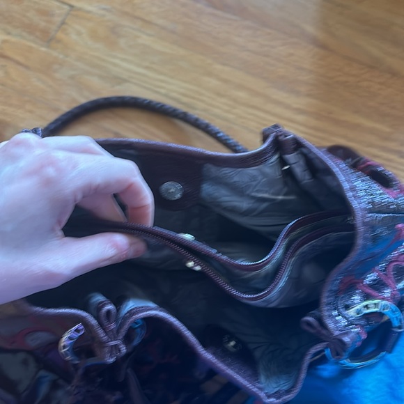 Brighton Valencia Merlot Floral Leather Bag with Box - Picture 8 of 13